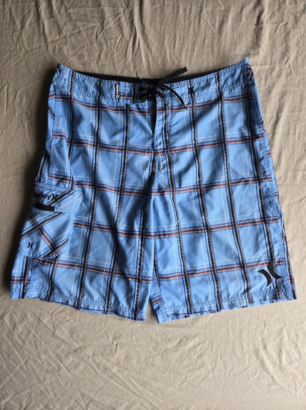 Hurley Puerto Rico Plaid Board Shorts Sky Blue Men's Size L